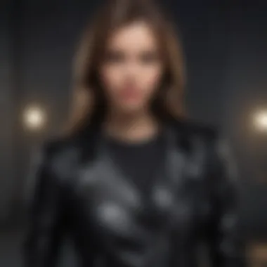 Practical Versatility Demonstration A black leather jacket paired with various outfits, demonstrating practical versatility