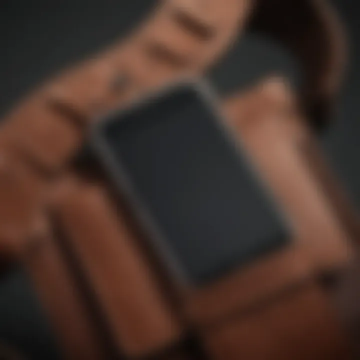 Close-up of high-quality materials used in bandolier phone crossbody