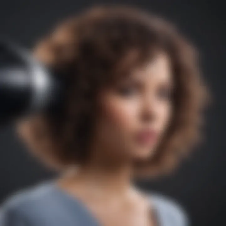 User demonstrating the application of a curl diffuser on textured hair