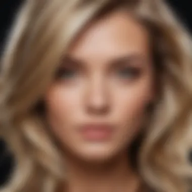A model with balayage blonde hair, radiating a fresh and modern look