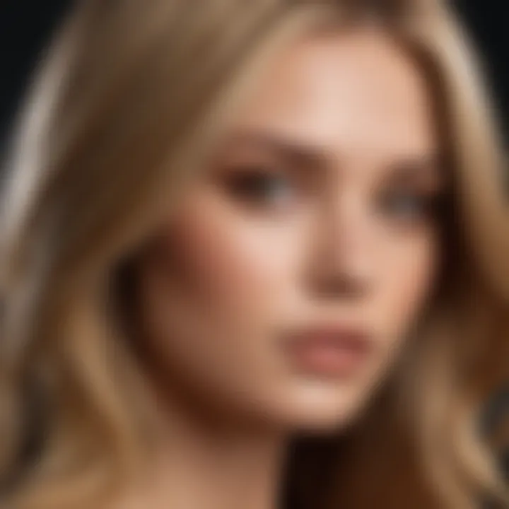 Close-up of blonde hair with rich caramel highlights, capturing depth and dimension