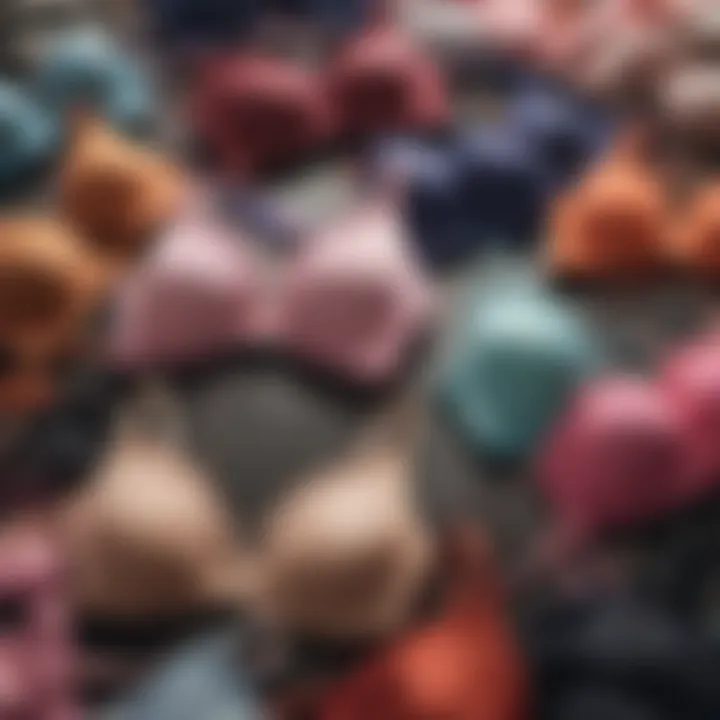 A variety of colorful bralettes displayed beautifully