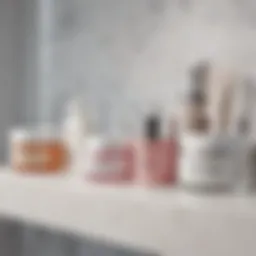 Illustration of various retinol cream tubes on a bathroom shelf