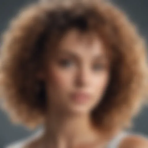 Close-up of fine naturally curly hair with moisture droplets