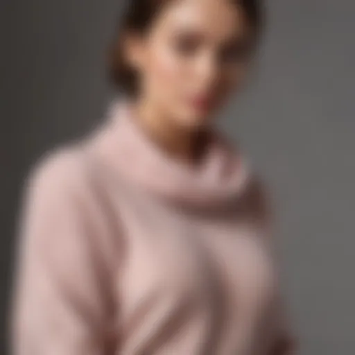 A cozy cashmere sweater draped elegantly on a soft backdrop