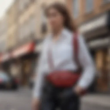 Fashionable individual wearing the Isabel Marant bum bag in an urban setting