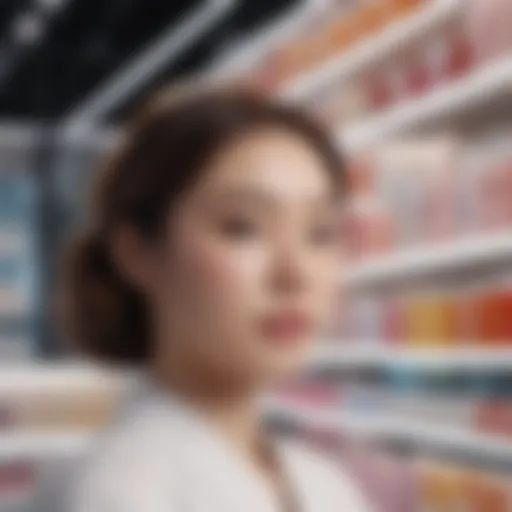 Vibrant display of Korean skincare products