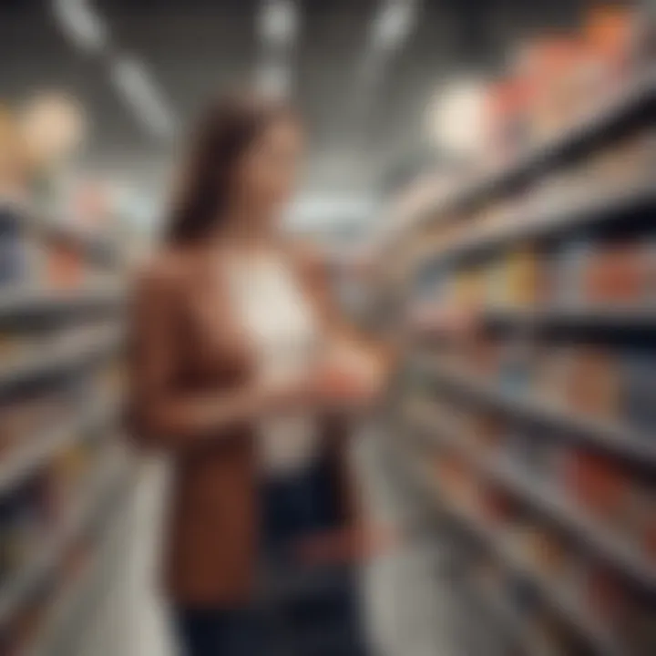 A shopper enthusiastically using a coupon in-store