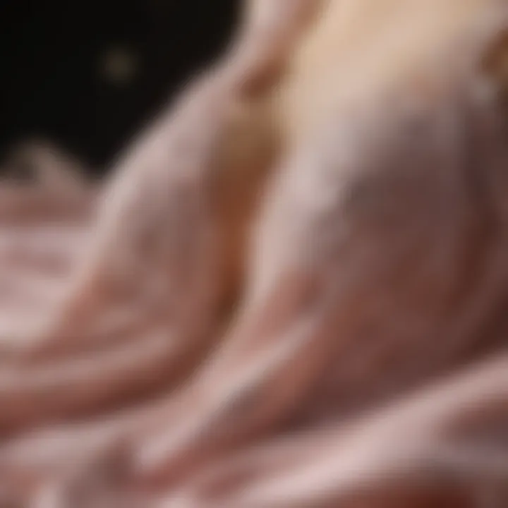 Close-up of luxurious fabrics used in elite lingerie