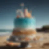 A beautifully decorated cake inspired by beach aesthetics.