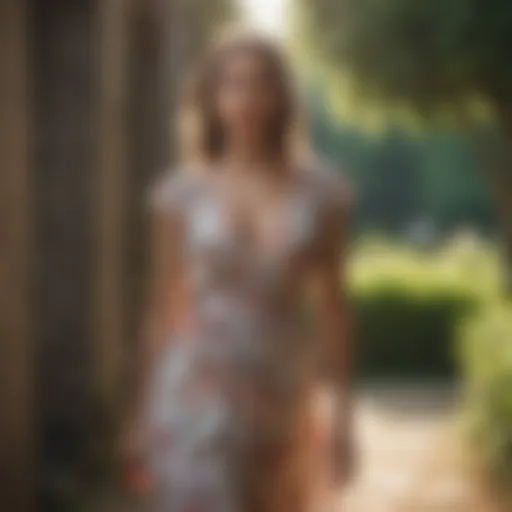 Elegant maxi dress in a serene outdoor setting