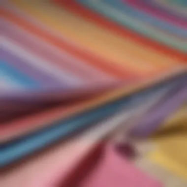 Close-up of lightweight fabric swatches in bright colors