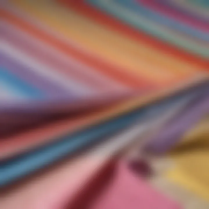 Close-up of lightweight fabric swatches in bright colors
