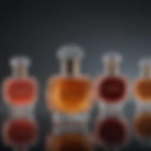 An elegant display of niche perfume bottles showcasing unique designs and colors.