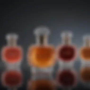 The Art of Niche Fragrance Design An elegant display of niche perfume bottles showcasing unique designs and colors.