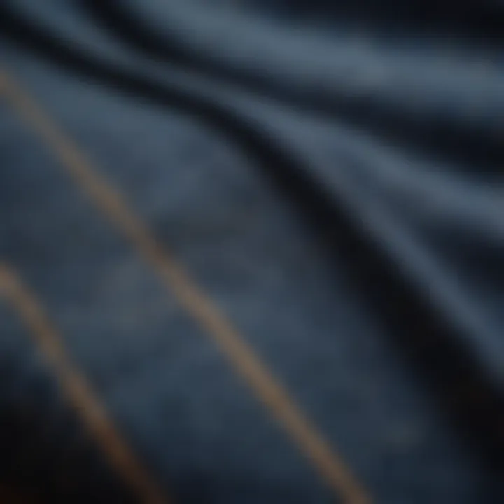 Close-up shot of eco-friendly denim fabric with a sustainable label