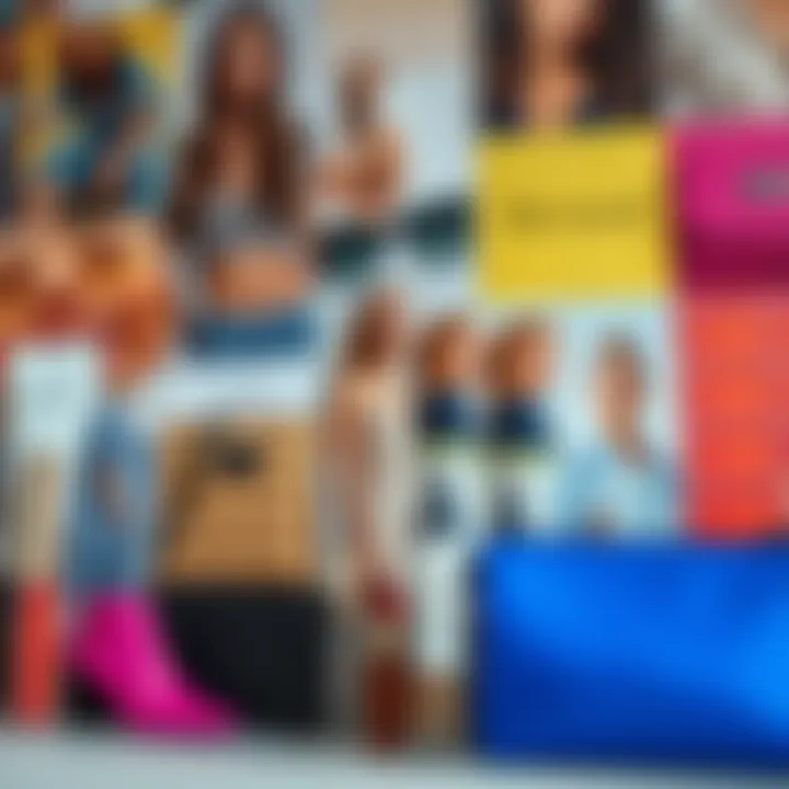 Trending Fashion Items Collage A vibrant collage of trending fashion items from various brands