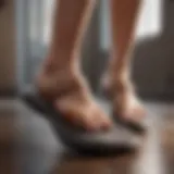 A close-up view of comfortable walking sandals showcasing cushioned soles