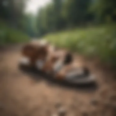 Stylish Walking Sandals in Nature A stylish pair of walking sandals on a natural outdoor path