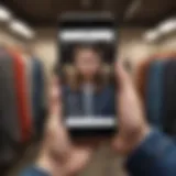 User interacting with a clothing identification app on a smartphone.