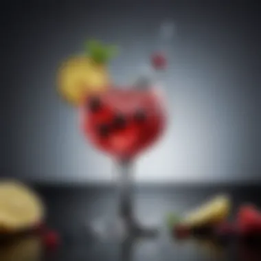 Creative Garnish for an Innovative Vodka Cocktail Innovative cocktail garnished with unique toppings