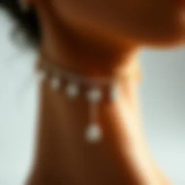 Stylish Gemstone Ankle Chain A close-up of a stylish ankle chain adorned with gemstones, highlighting craftsmanship.