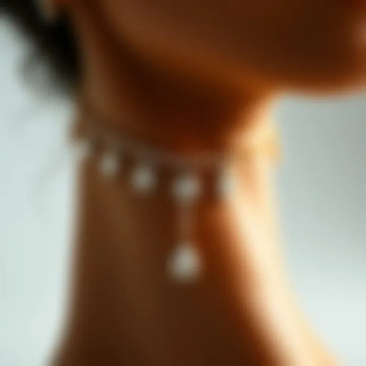 Stylish Gemstone Ankle Chain A close-up of a stylish ankle chain adorned with gemstones, highlighting craftsmanship.