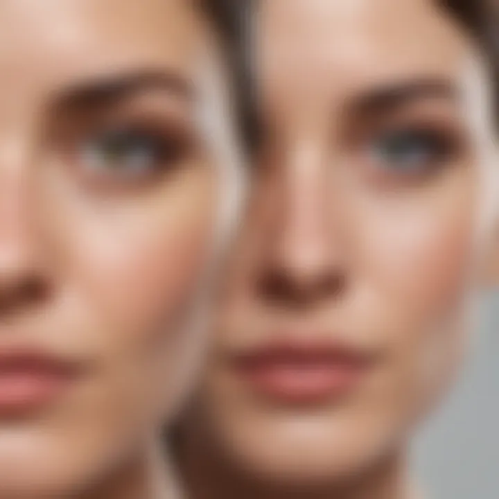 Before and after comparison of skin under the eyes