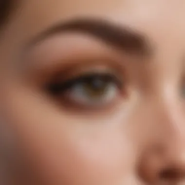 Close-up view of an eyebrow colouring kit's formulation demonstrating texture and consistency.