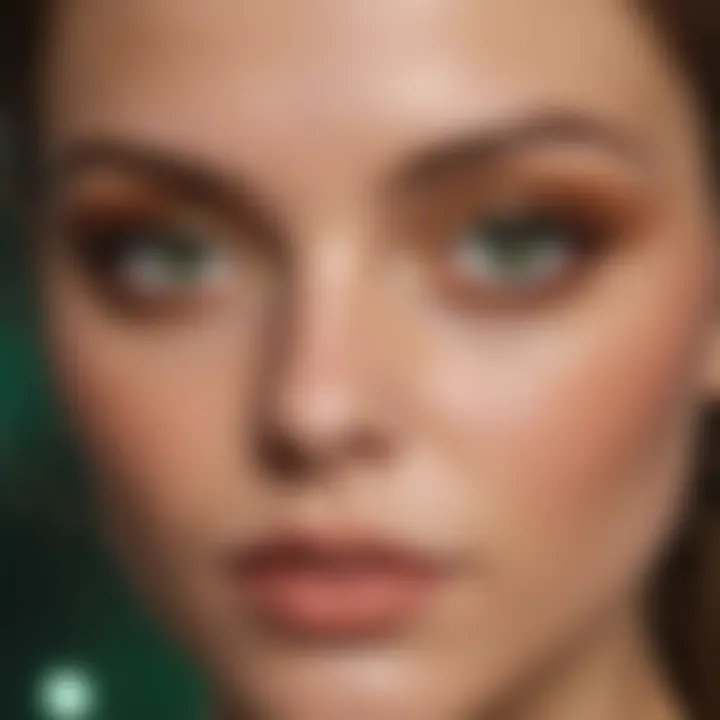 Stunning green eyeshadow look with warm tones