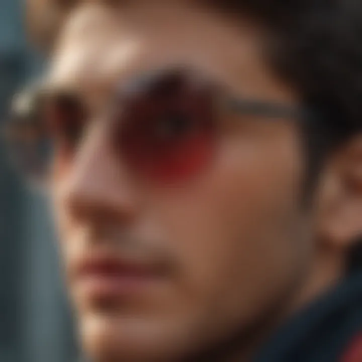 Close-up of authentic Ray-Ban logo on sunglasses