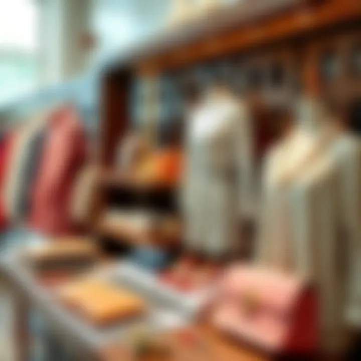 Stylish Tory Burch apparel arranged for a promotional event