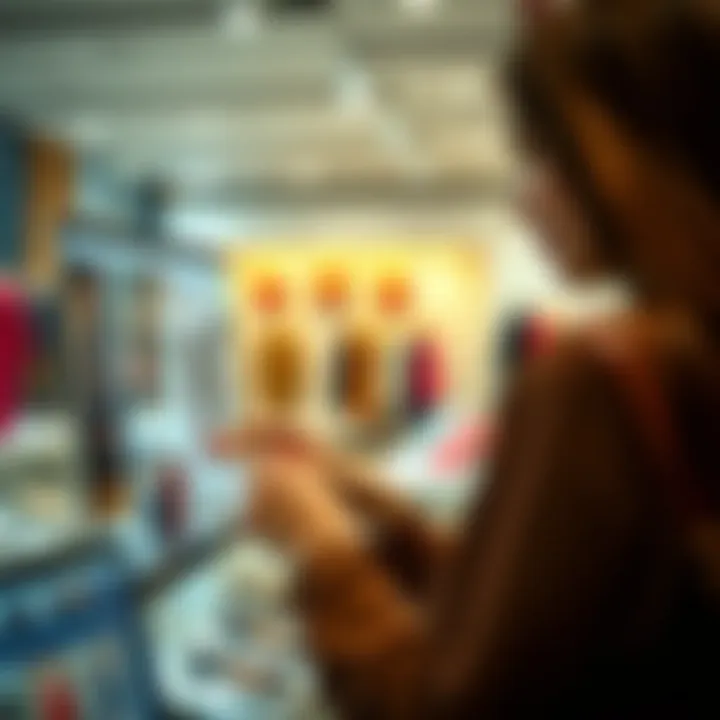 A shopper browsing through Tory Burch collection online