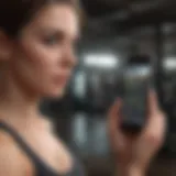 A person engaging with a fitness app interface on a smartphone
