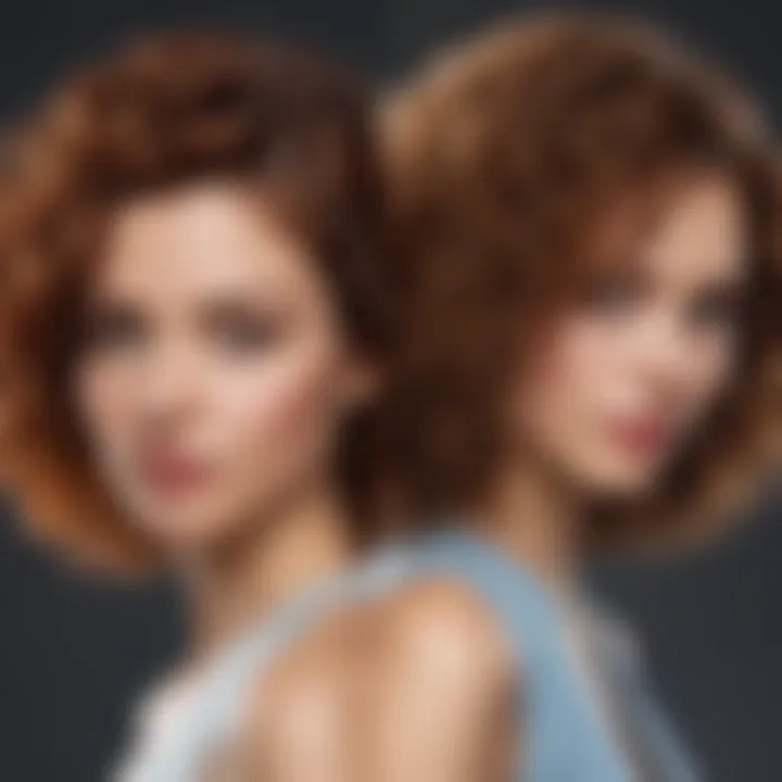 A side-by-side comparison of hair before and after using frizz control products