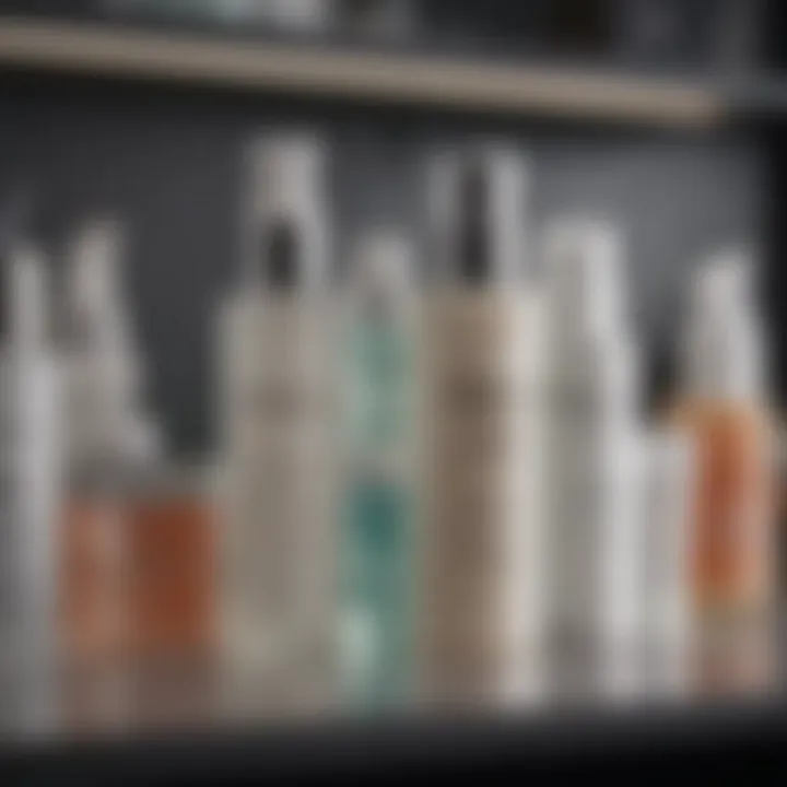 Glycolic acid skincare products on a shelf