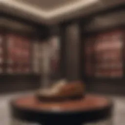 Elegant display of Gucci footwear in a luxury retail environment