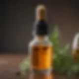 Close-up view of a dropper bottle with herbal extracts