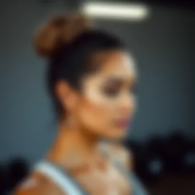 Chic Bun for a Fashionable Workout Chic bun hairstyle perfect for gym sessions