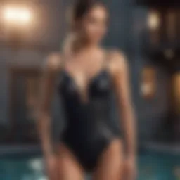 Elegant high back one piece swimsuit design