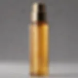 A close-up view of honey blond toner in a sleek bottle