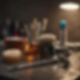 Essential waxing tools laid out on a countertop