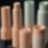 Close-up view of different concealer tubes