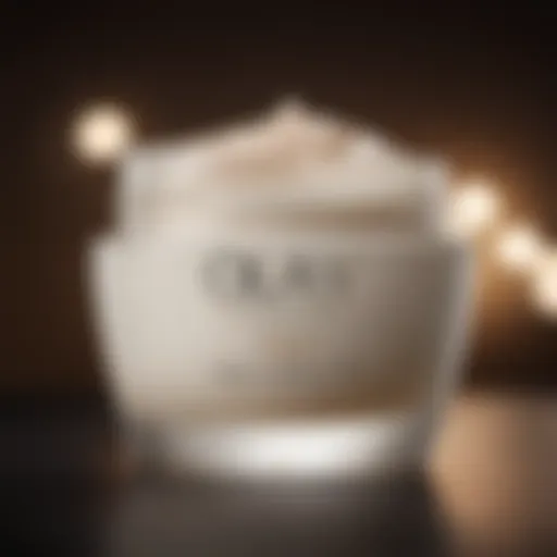 Close-up of Olay night cream jar with luxurious texture