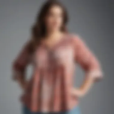 Elegant plus-size top showcasing rich fabric and unique design elements