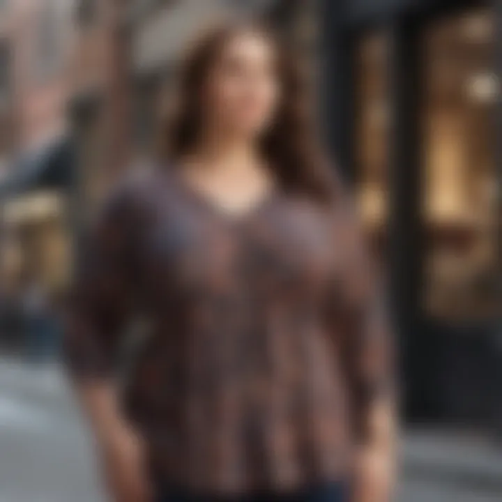 A woman styling a J Jill plus-size top in a chic urban setting