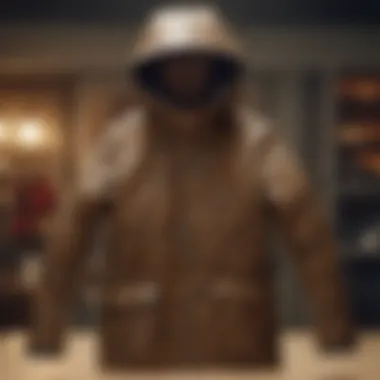 J.Crew leopard rain jacket displayed against a seasonal backdrop