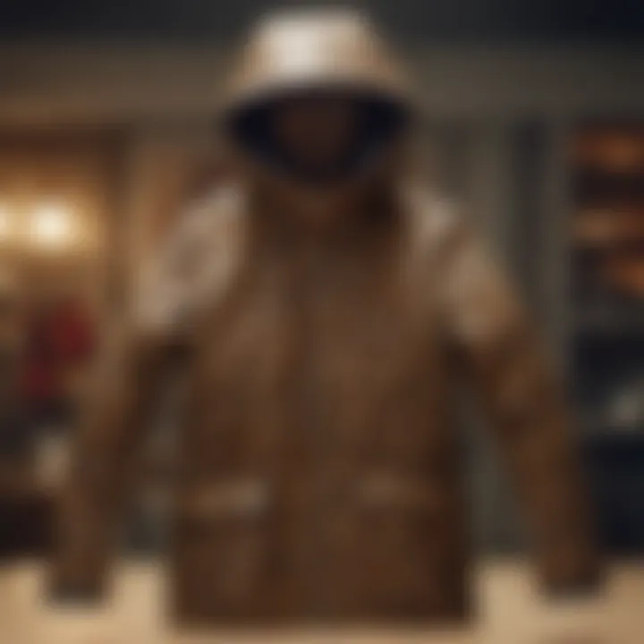 J.Crew leopard rain jacket displayed against a seasonal backdrop
