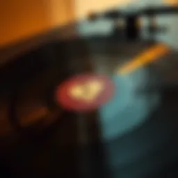 A vintage vinyl record with a heart design etched on it.