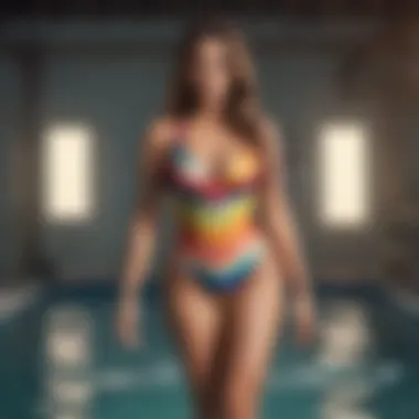 Khloe Kardashian showcasing a vibrant swimming outfit